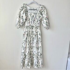 Meadows Bloom English Stem Floral Embroidered Maxi Cottagecore Dress
